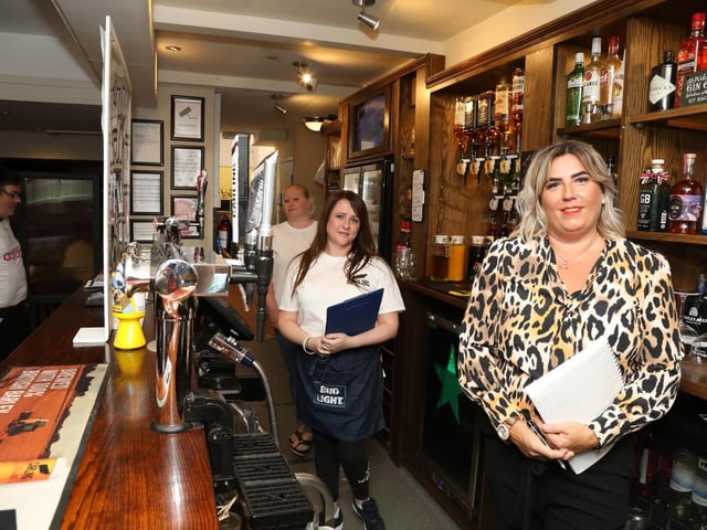 L-r Emma Thomas, Stacey O'Neill and Lorriane McKimmie landlady of The Phoenix
