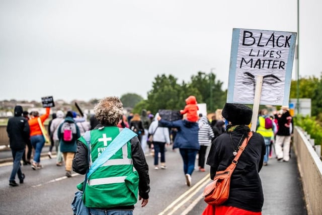 Black Lives Matter protest in Shoreham. Photo: Barnaby Jaco Skinner
