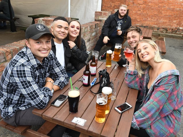The Marquis of Granby, Northgate, Sleaford. L-R Liam Orley, Conor Thompson, Megan Willis, Tom Broughton, Ollie Harrod, Sarah Searle. EMN-200607-171156001
