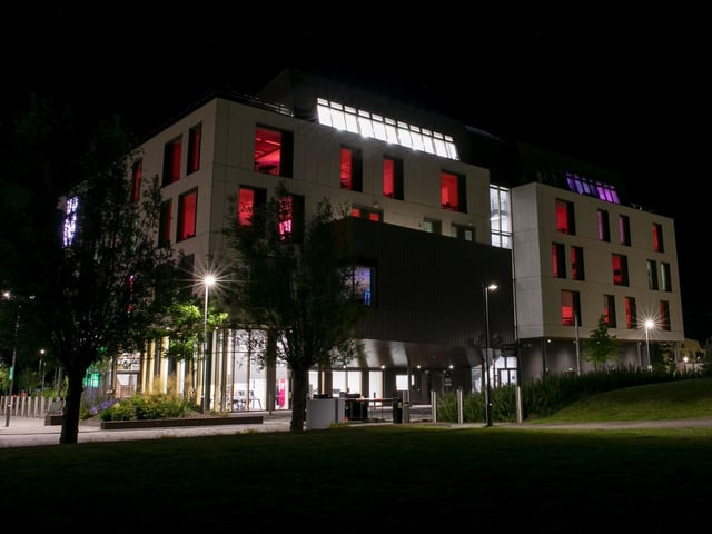 The University of Northampton got involved in the Light It Up Red campaign. Photo: Leila Coker