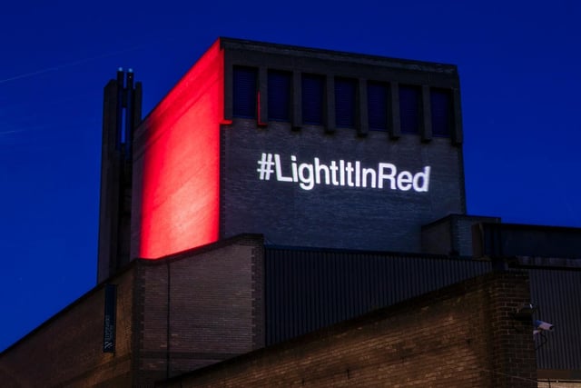 Royal & Derngate got involved in the Light It Up Red campaign. Photo: Leila Coker