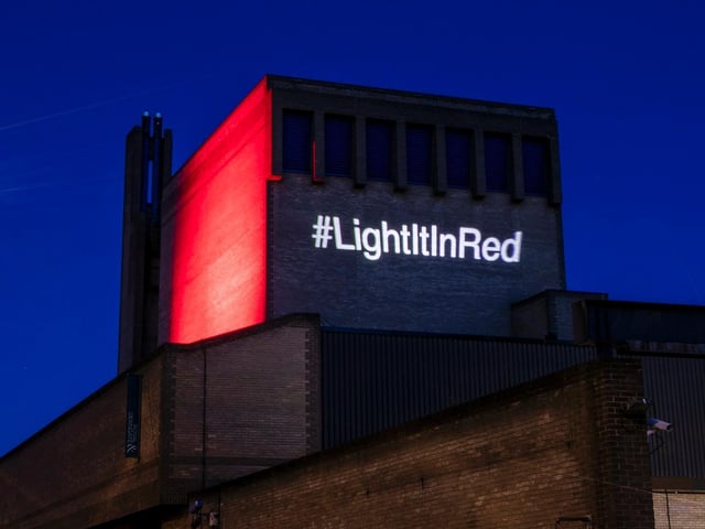 Royal & Derngate got involved in the Light It Up Red campaign. Photo: Leila Coker