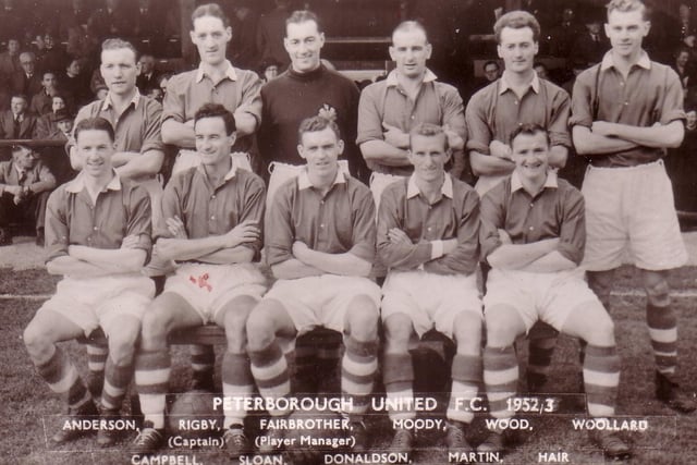 JOHNNY ANDERSON (back row, extreme left): Posh stalwart of the 1950s and 1960s. Nominated by John Anderson. 'I have always thought my Dad Johnny Anderson should have been considered. He joined Posh in the 1950s, was a player, trainer/coach, acting manager several times,and was at Posh until 1967, playing an integral part of rise from non league to Football League status.'