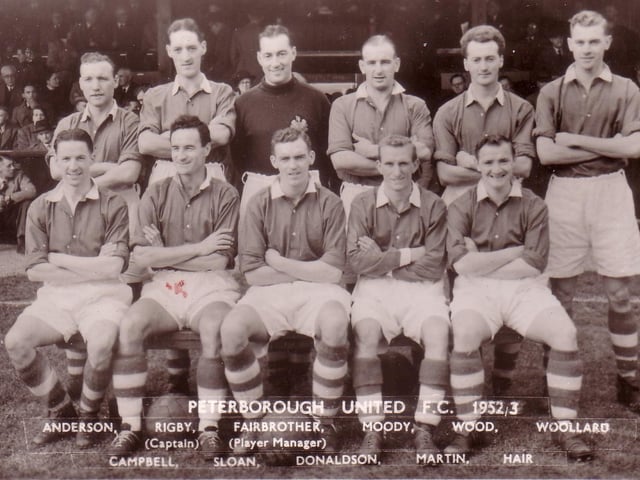 JOHNNY ANDERSON (back row, extreme left): Posh stalwart of the 1950s and 1960s. Nominated by John Anderson. 'I have always thought my Dad Johnny Anderson should have been considered. He joined Posh in the 1950s, was a player, trainer/coach, acting manager several times,and was at Posh until 1967, playing an integral part of rise from non league to Football League status.'