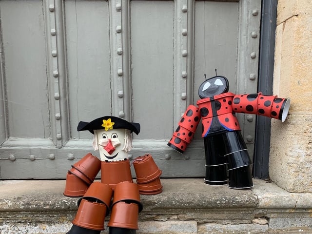 One of the competition categories is for the best flower pot person or scarecrow