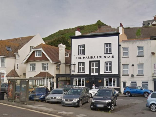 The Marina Fountain in St Leonards has a large, tiered garden beneath a cliff with individual summer-house style seating.