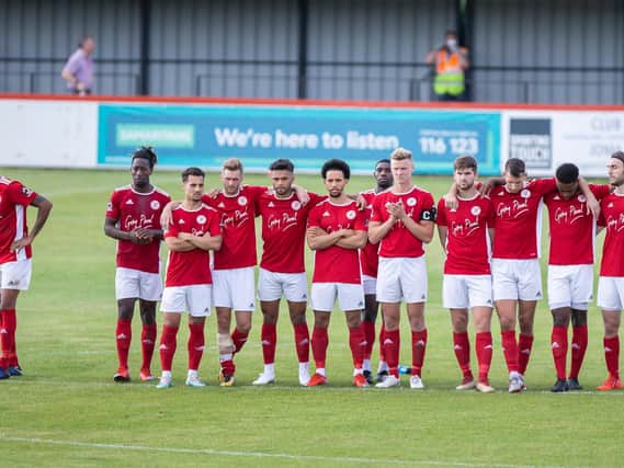 The Brackley Town players suffered more penalty shoot-out disappointment in the National League North play-offs