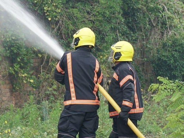 Fire crews at the scene