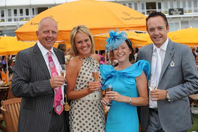 Ladies Day 2010: Simon Bulbeck, wife Sam Bulbeck, and friends Leigh Johnsonand Richard Johnson. Picture: Malcolm Wells