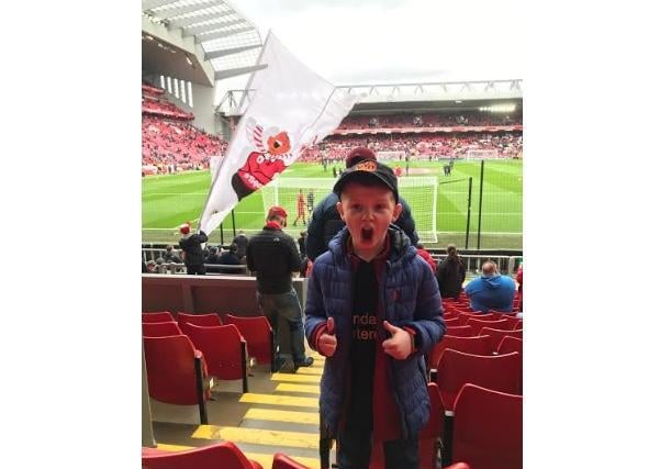 Jack's son Mason at Anfield, the family are season ticket holders