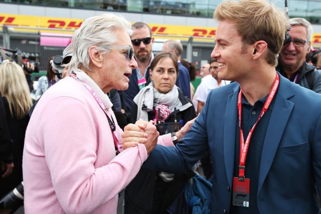 Two legends, Hollywood star Michael Douglas meets former F1 champ Nico Rosberg. Photo: Getty Images