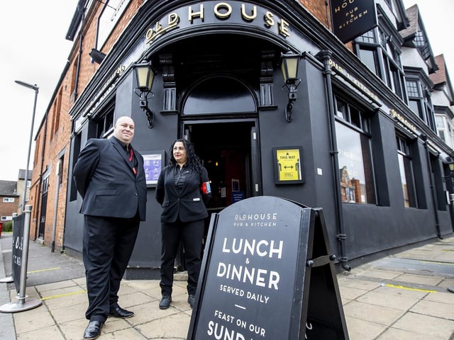 Old House staff outside the Wellingborough Road pub when it reopened after the coronavirus lockdown on July 4