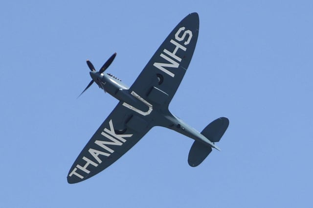 NHS Spitfire flies over Worthing. Picture: Eddie Mitchell SUS-200108-152839001