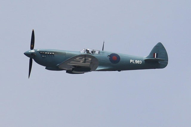 NHS Spitfire flies over Worthing. Picture: Eddie Mitchell SUS-200108-152849001