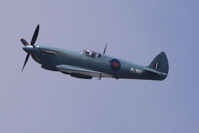 NHS Spitfire flies over Worthing. Picture: Eddie Mitchell SUS-200108-152940001