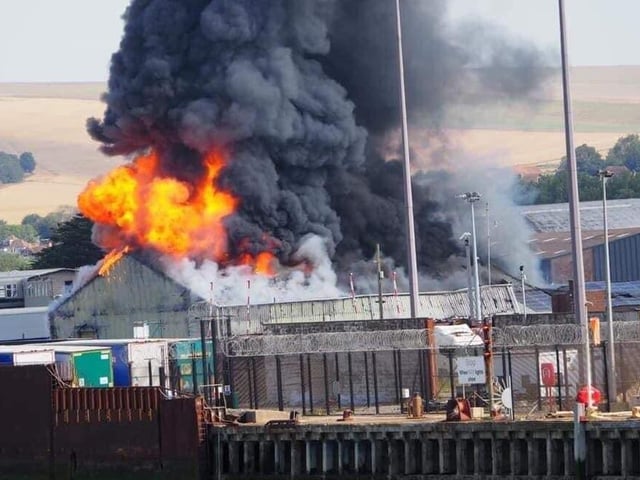 A large cloud of black smoke was reportedly seen from as far away as Lancing in West Sussex. Photo: Robin Pettitt