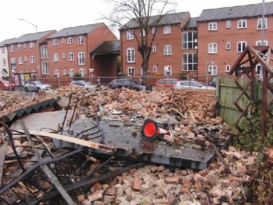The demolished pub. Photo by Geoff Ousbey