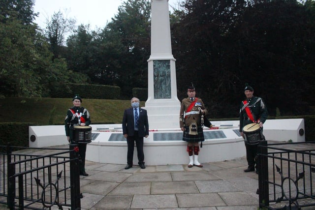 The pipers paid tribute to mark VJ Day