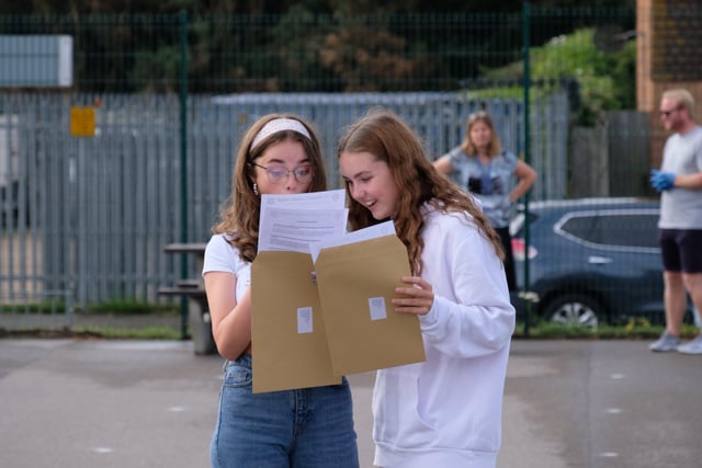 St Richard's students with their results SUS-200821-114937001