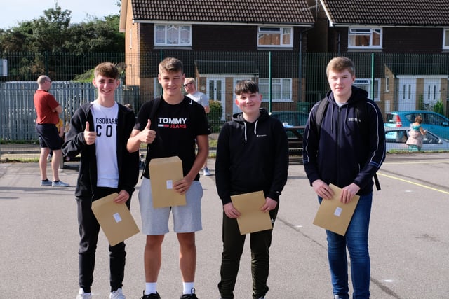 St Richard's students with their results SUS-200821-115001001