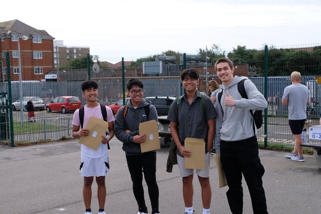 St Richard's students with their results SUS-200821-123541001