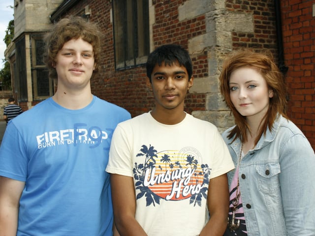 From left, Matthew Simpson, from Donington, from Zubair Rajub, from Boston, and Katie Digan, from Boston.