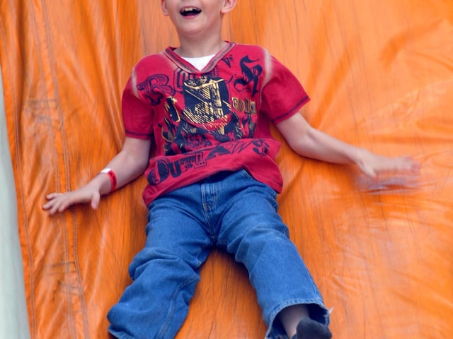 Draygon Keal, 10, on the slide.