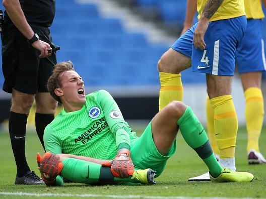 Nasty ankle injury. Did well to claim a high ball but landed awkwardly. Had only been on the pitch for 17 minutes before stretchered off. Desperately bad luck for the keeper who performed so well on loan at Blackburn last season