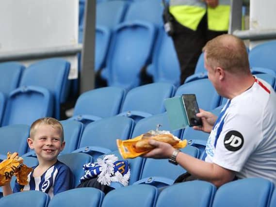 Brighton fans enjoy being back at the Amex Stadium