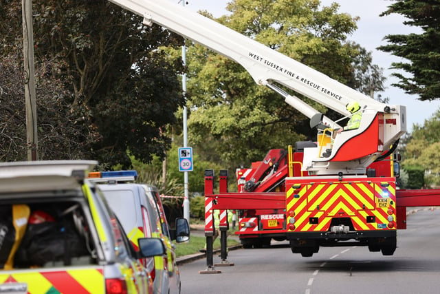The emergency services at work in Littlehampton Road, Worthing
