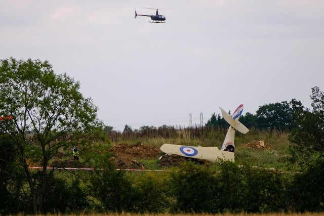 The scene of the plane crash at Sywell Aerodrome