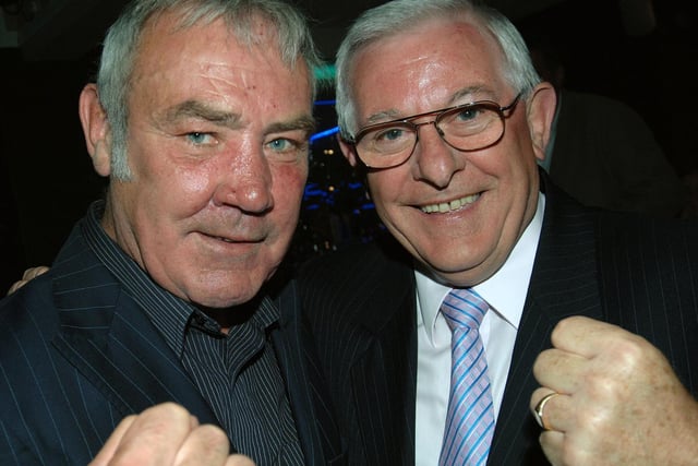 Alan Minter with Alan Mullery at the Littlehampton Sports Awards in 2008