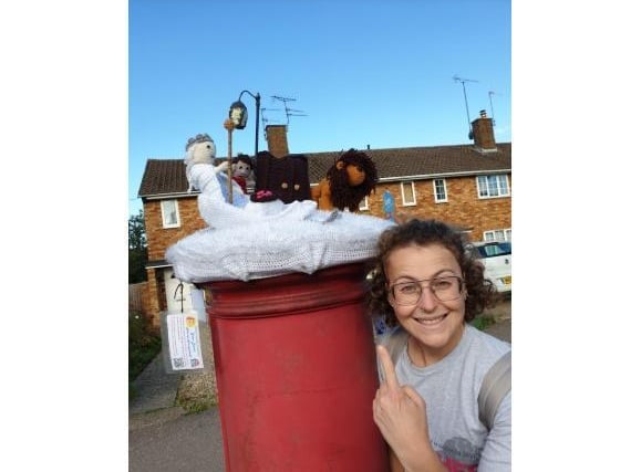 The knitted postbox toppers are based on children’s books and nursery rhymes