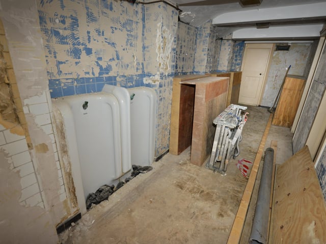 Photo showing the refurbishment work that's being carried out at the 140-year-old Winter Garden in Eastbourne. 7/9/20/
Men's toliets. SUS-200709-142516001