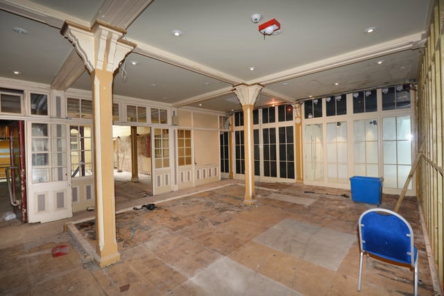Photo showing the refurbishment work that's being carried out at the 140-year-old Winter Garden in Eastbourne. 7/9/20/ SUS-200709-142715001