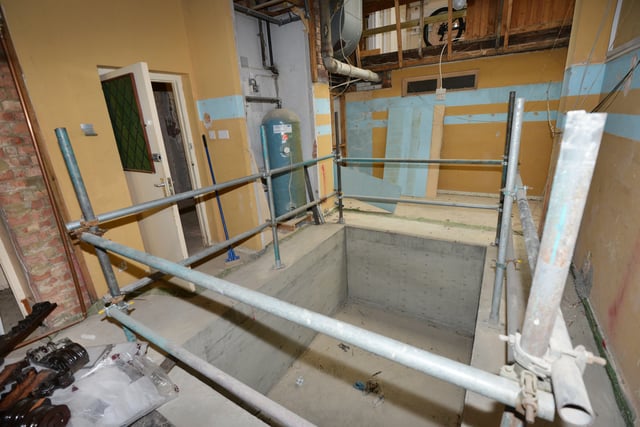 Photo showing the refurbishment work that's being carried out at the 140-year-old Winter Garden in Eastbourne. 7/9/20/

Bottom of the lift shaft. SUS-200709-142728001