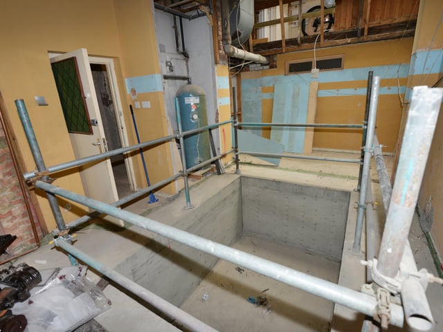 Photo showing the refurbishment work that's being carried out at the 140-year-old Winter Garden in Eastbourne. 7/9/20/
Bottom of the lift shaft. SUS-200709-142728001