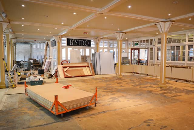 Photo showing the refurbishment work that's being carried out at the 140-year-old Winter Garden in Eastbourne. 7/9/20/ SUS-200709-142436001