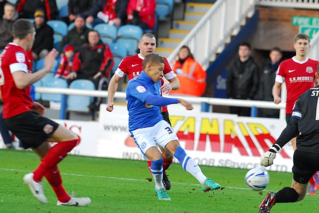 1st DWIGHT GAYLE: He only played 29 times for Posh and he only scored 13 goals, but he played a huge part in some outstanding club form in the Championship season of 2012-13. It’s just a shame relegation meant Posh were denied a second season of watching a striker with an impeccable technique, great pace and movement and wonderful finishing skills. He was quick, he was clever and  he scored with either foot and his head as a ‘perfect hat-trick’ at Blackburn proved. Dwight is still my number one, but it was very close!