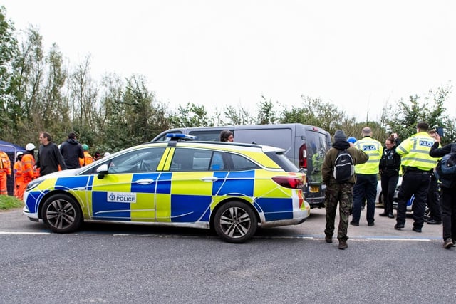 Anti-HS2 protesters clashed again with workers at the Rugby Road site near Cubbington.