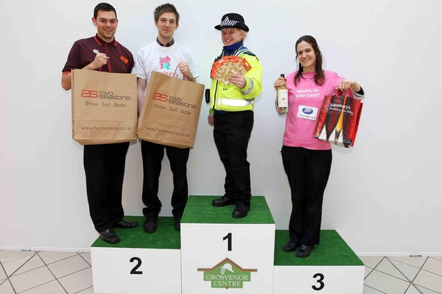 Nathan Austin, supervisor and Jono Abrams, bakery manager from Sainsburys, won second place prizes at a volleyball competition in 2012. PCSO Rachael Barber bagged first place prizes for the police and Michelle Langston,  from Boots, got third.