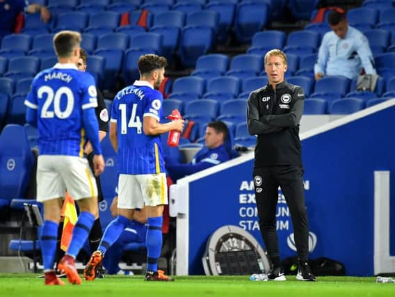 Brighton and Hove Albion head coach Graham Potter during the 3-1 home loss to Chelsea