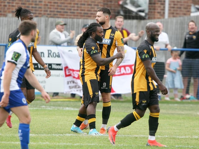 East Grinstead celebrate one of their four goals