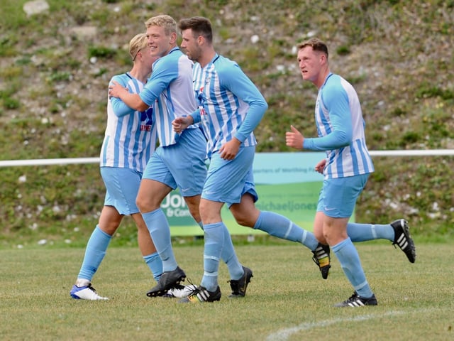 Action and goal celebrations from Worthing United's 5-4 win over Greenways / Picture: Stephen Goodger