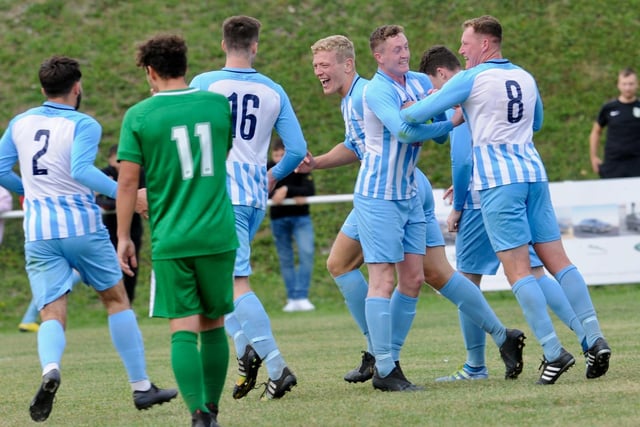 Action and goal celebrations from Worthing United's 5-4 win over Greenways / Picture: Stephen Goodger