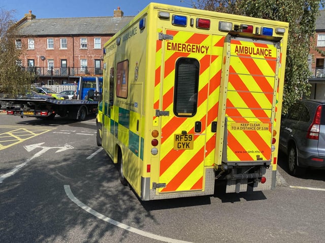 A car has flipped onto its side in the Surrey Street car park in Littlehampton