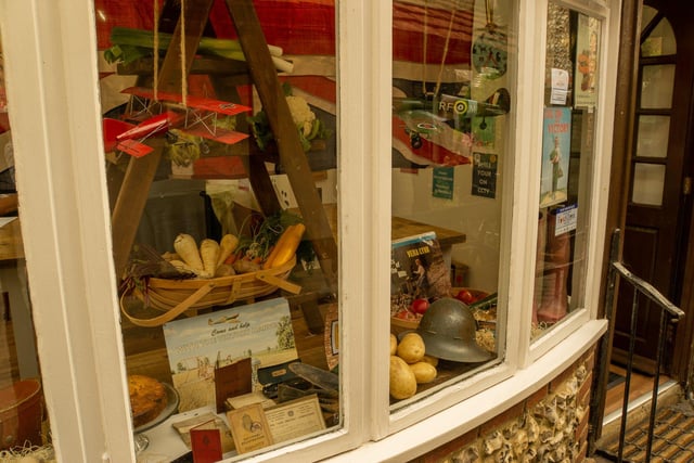 The winning window in the foodie category, Dig for Britain at Cobblestone Tea House