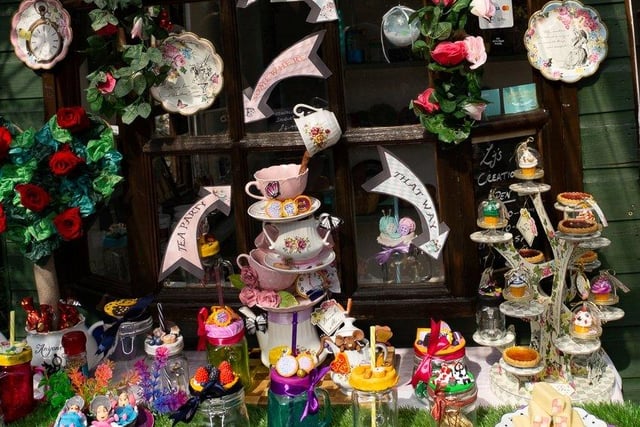 LJs Creations, in Cobblestone Walk, won second place in the non-foodie category with a miniature tea party display