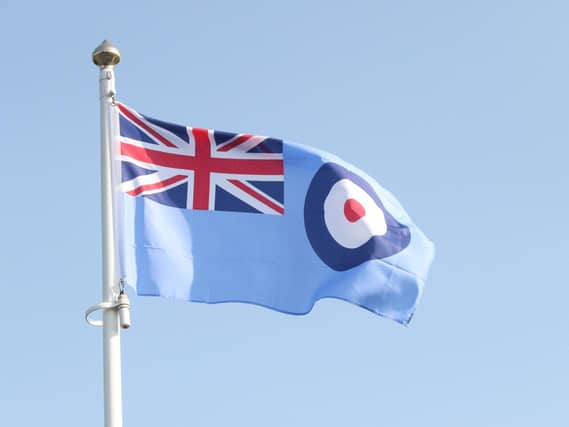 The RAF Ensign flag flying at Hall Park in Rushden