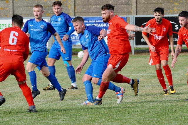 Action from Shoreham's 3-1 win over Seaford at Middle Road / Pictures: Stephen Goodger